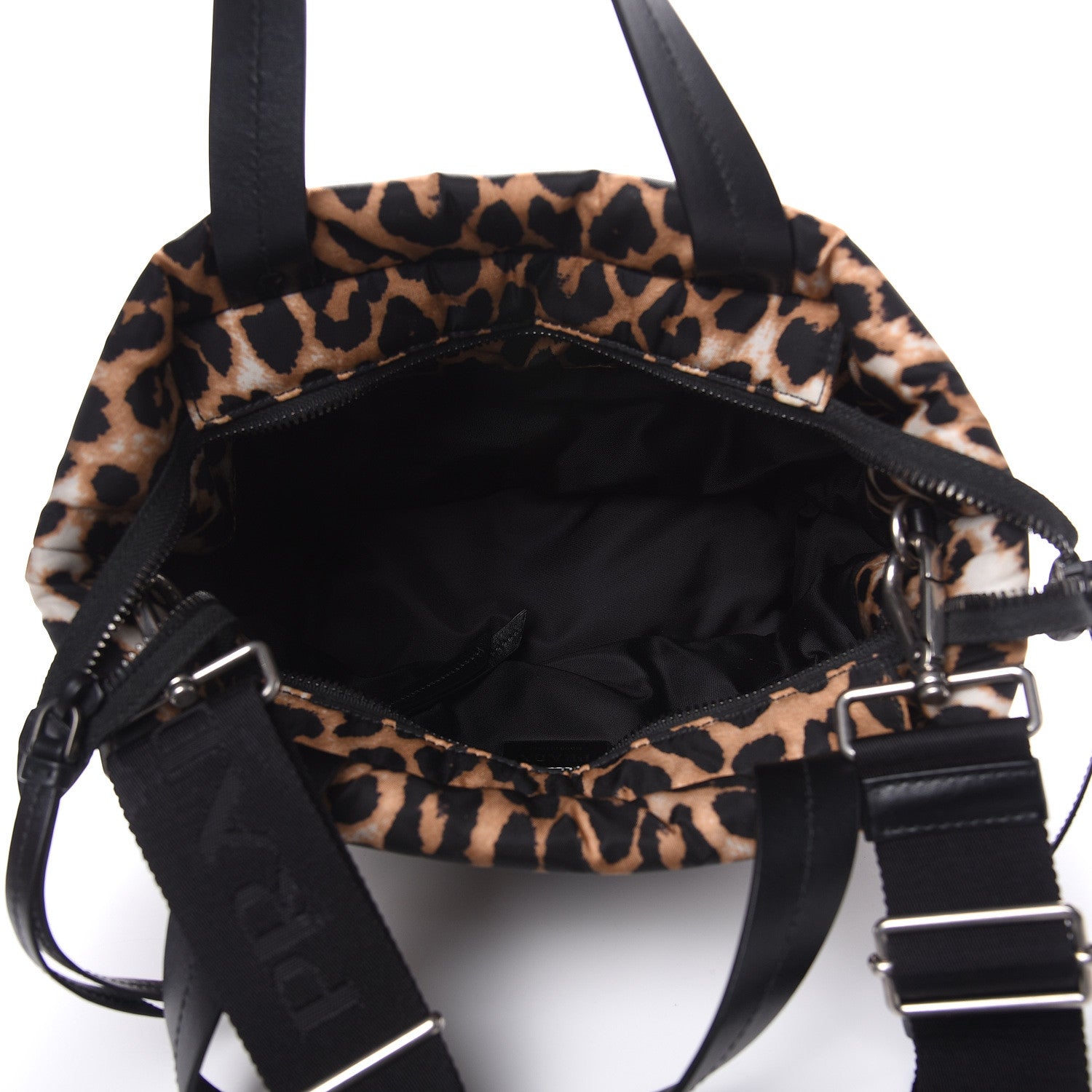 Prada Tessuto Nylon Leopard Print Shoulder Bag Avorio 5 of 8