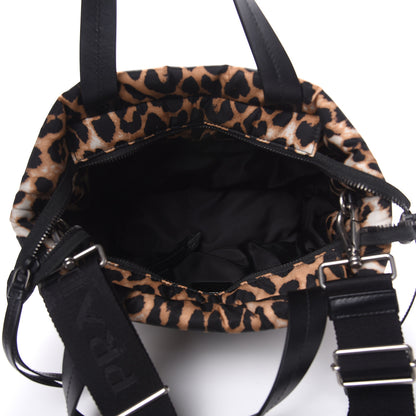 Prada Tessuto Nylon Leopard Print Shoulder Bag Avorio 5 of 8