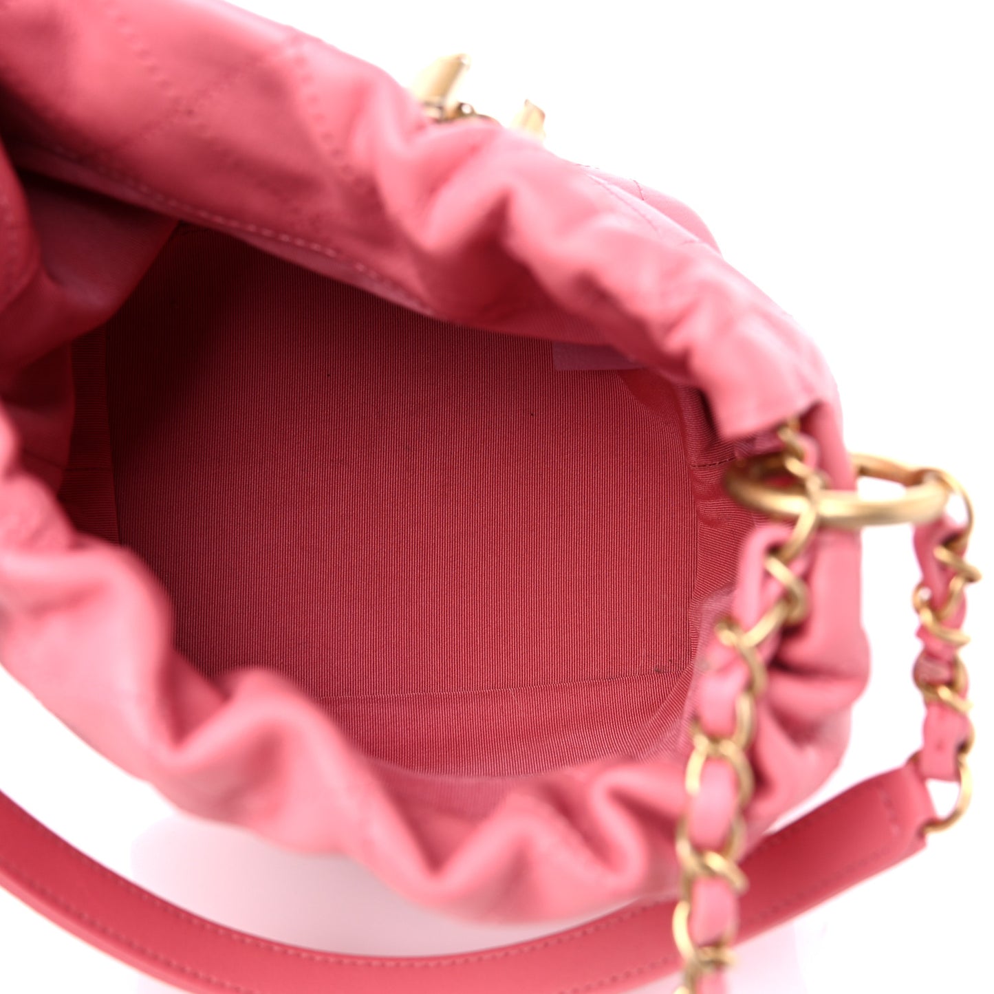 Lambskin Stitched Drawstring Bag Pink