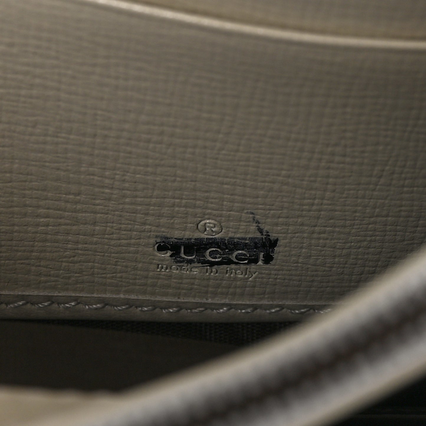 Azalea Calfskin GG Monogram Bi-Color Debossed Diana Chain Wallet Emerald Stone Topaz Mystic White