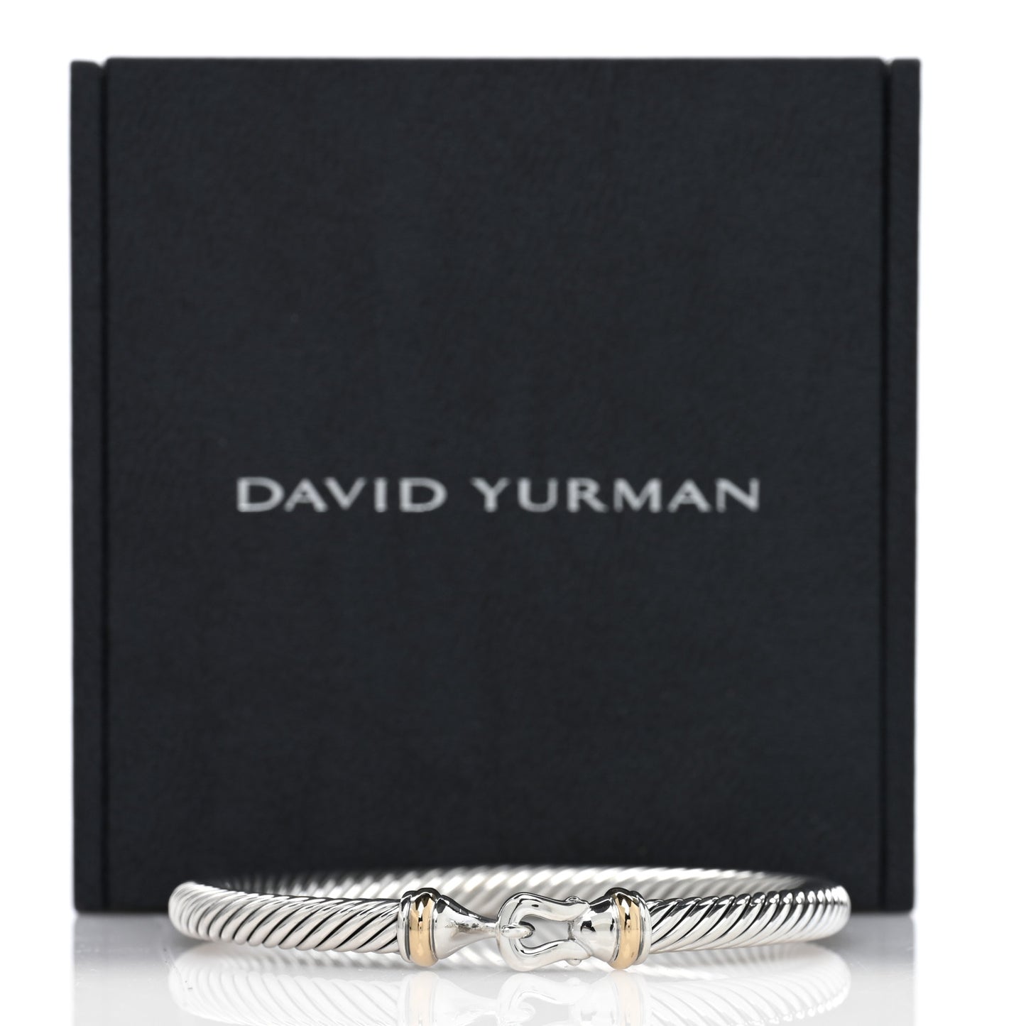 Sterling Silver 18K Yellow Gold 4mm Cable Classic Buckle Bracelet