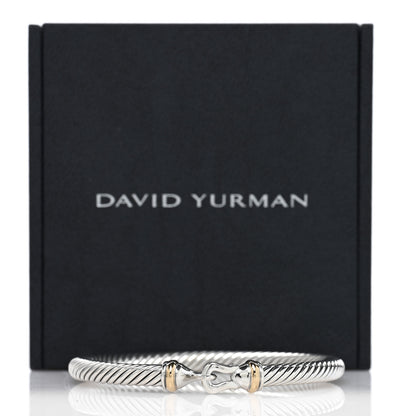 David Yurman Sterling Silver 18K Yellow Gold 4mm Cable Classic Buckle Bracelet 4 of 4
