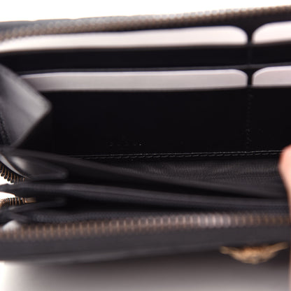 Gucci Guccissima Signature Crystal Cat Zip Around Wallet Black 6 of 8
