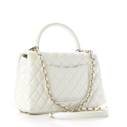 Chanel Iridescent Caviar Quilted Small Coco Handle Flap White 3 of 11