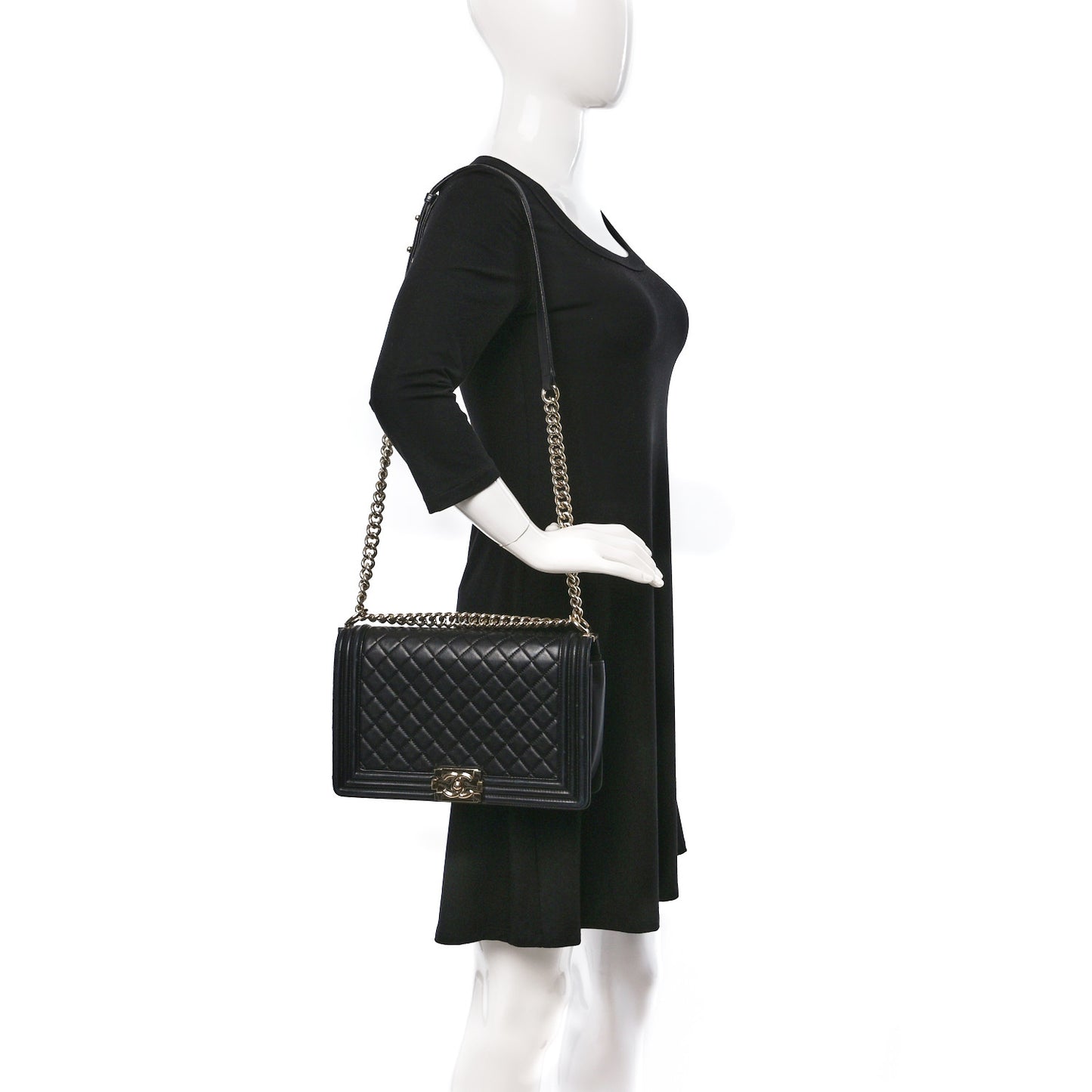 Lambskin Quilted New Medium Boy Flap Black