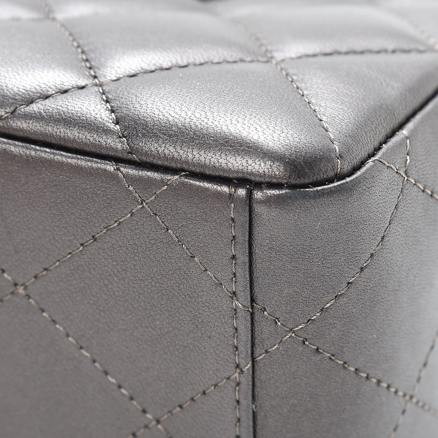 Chanel Metallic Lambskin Quilted Maxi Single Flap Dark Grey 16 of 21
