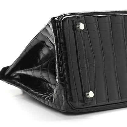 Hermes Shiny Niloticus Crocodile Birkin 30 Black 8 of 10