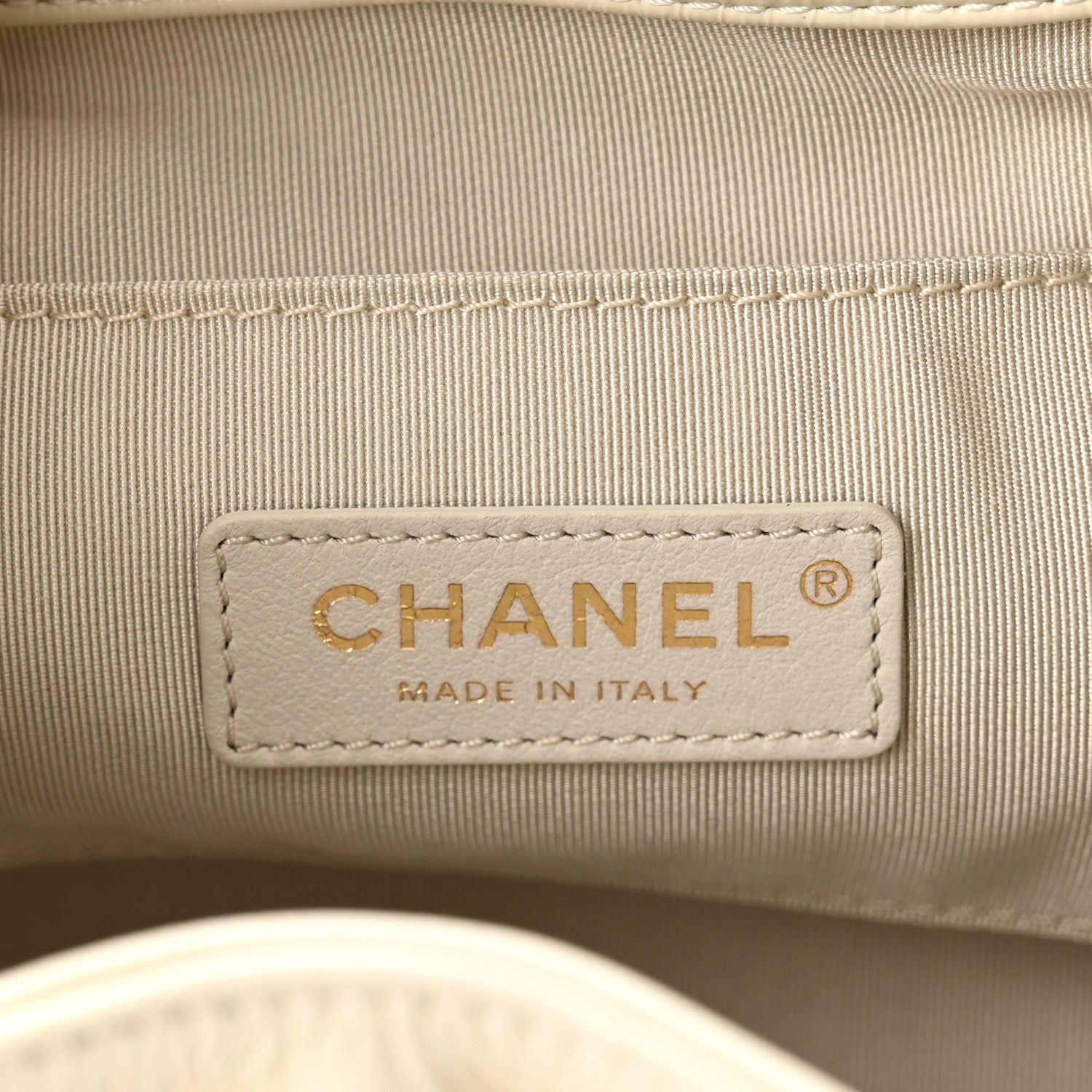 Chanel Shiny Aged Calfskin CC Chain Mini Drawstring Bag White 6 of 10
