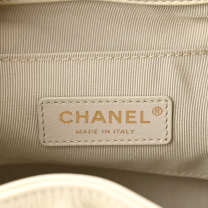 Chanel Shiny Aged Calfskin CC Chain Mini Drawstring Bag White 6 of 10