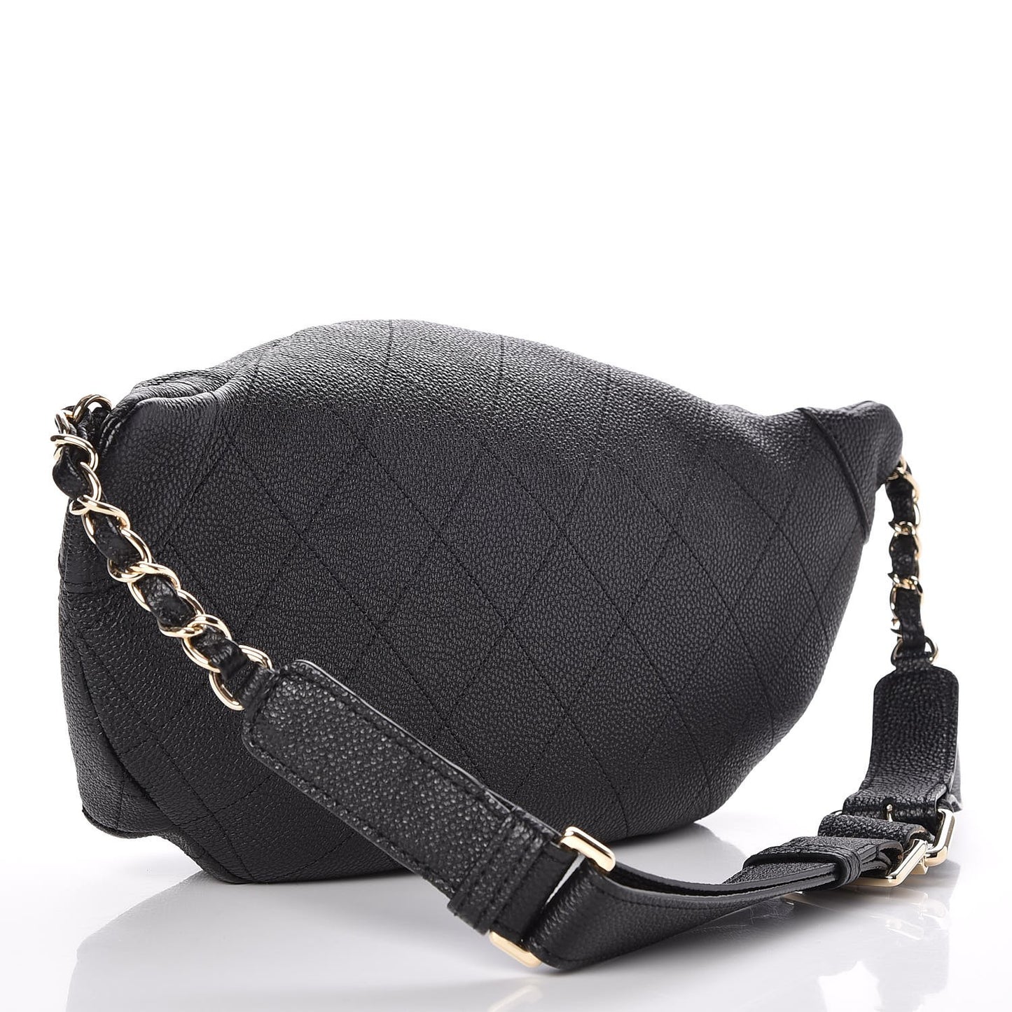 Caviar Quilted Zip and Carry Waist Bag Fanny Pack Black