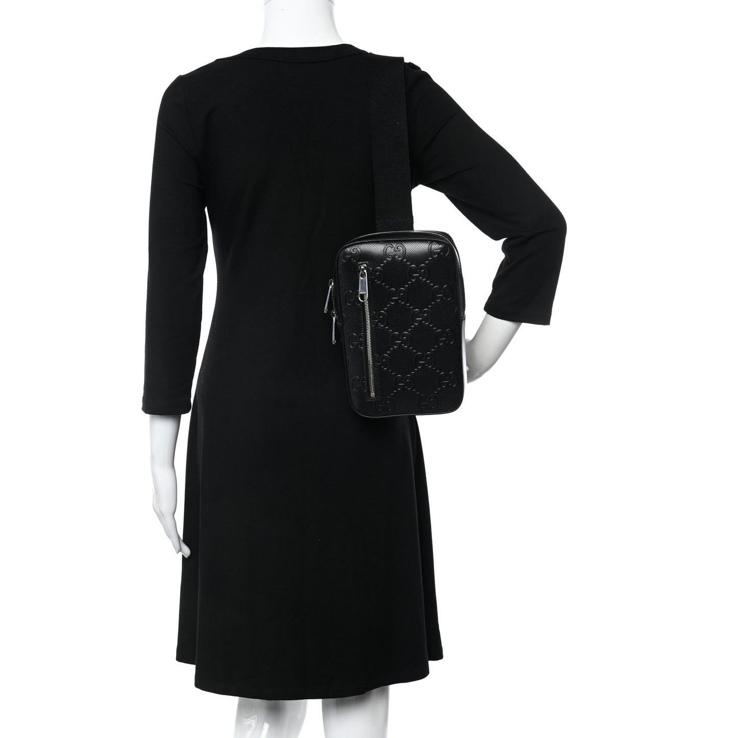 Calfskin GG Tennis Embossed Sling Backpack Black