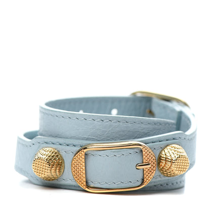 Balenciaga Agneau Giant 12 Gold Hardware Double Tour Bracelet M Bleu Dragee 1 of 5