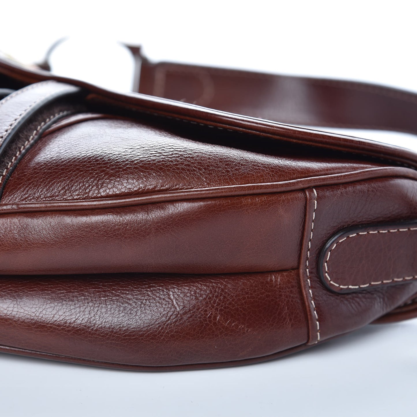 Calfskin Embroidered Romantic Flowers Saddle Bag Brown