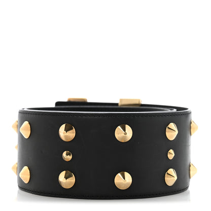 Louis Vuitton Calfskin LV Initiales Clous Belt 75 30 Black Gold 2 of 9