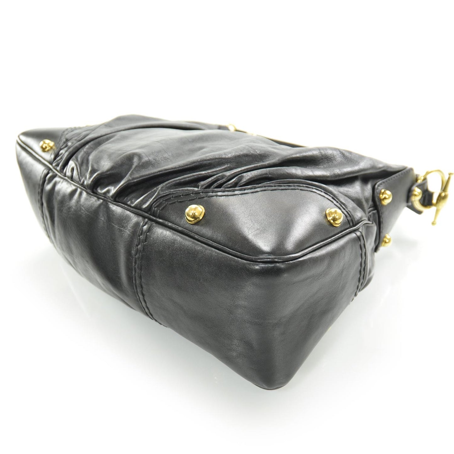 Leather Medium Jockey Hobo Black