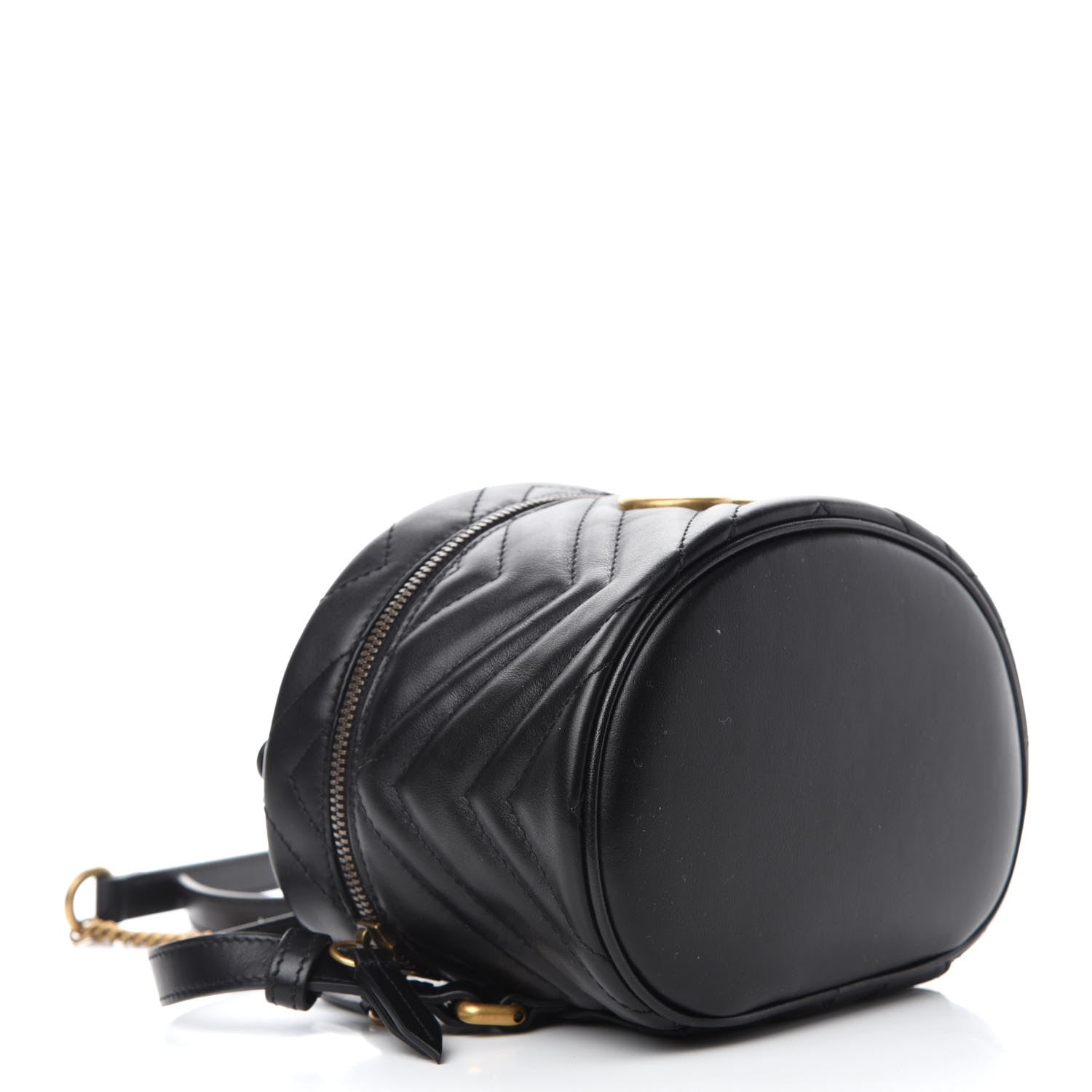 Gucci Calfskin Matelasse Mini GG Marmont Round Backpack Black 4 of 10