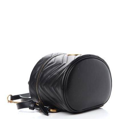 Gucci Calfskin Matelasse Mini GG Marmont Round Backpack Black 4 of 10