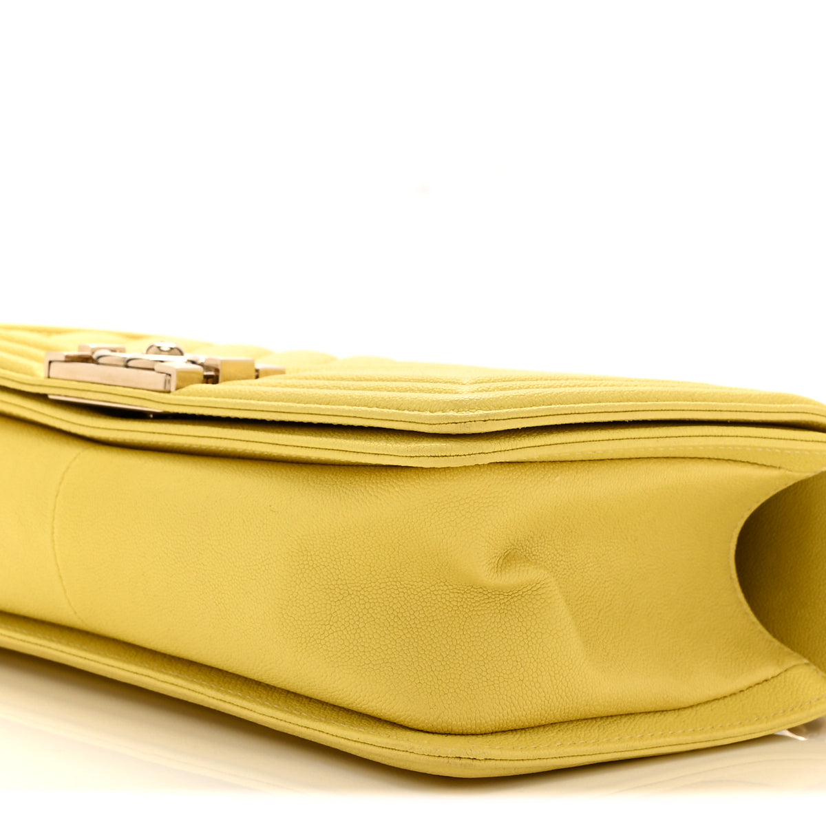 Caviar Chevron Quilted Medium Boy Flap Yellow