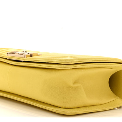 Chanel Caviar Chevron Quilted Medium Boy Flap Yellow 10 of 10