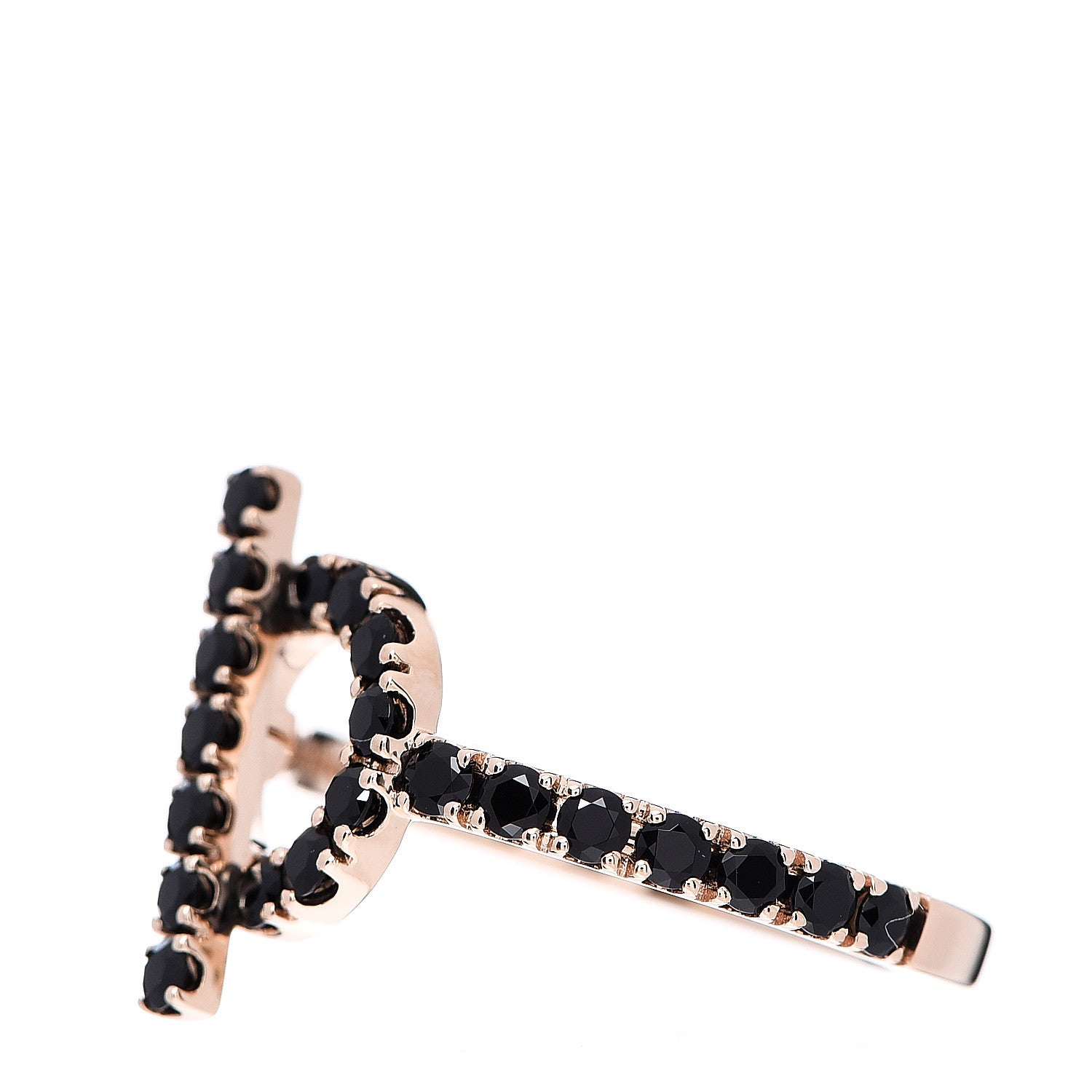 Hermes 18K Rose Gold Black Spinel Finesse Ring 54 6.75 2 of 5