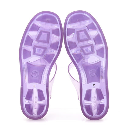Gucci Shiny Rubber Double G Buckle Strap Sandals 37 Lapis Transparent 6 of 9