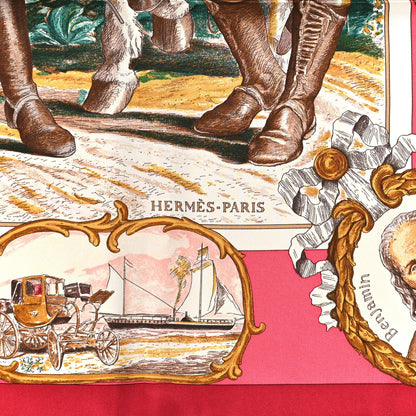 Hermes Silk Marquis De Lafayette Scarf 90 Rose Ivoire Vieil 2 of 6