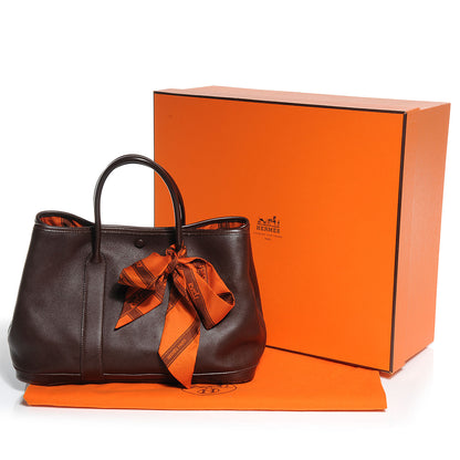 Hermes Swift Leather Bolduc Twilly Garden Party TPM Tote Chocolate 5 of 7