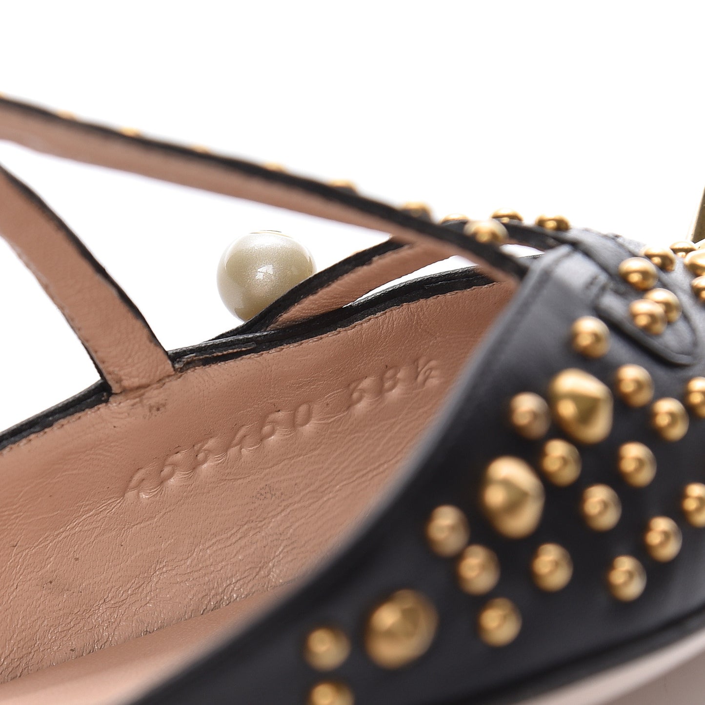 Malaga Kid Studded Pointed Toe Unia Flats 38.5 Black