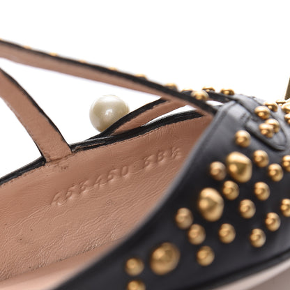Gucci Malaga Kid Studded Pointed Toe Unia Flats 38.5 Black 9 of 10