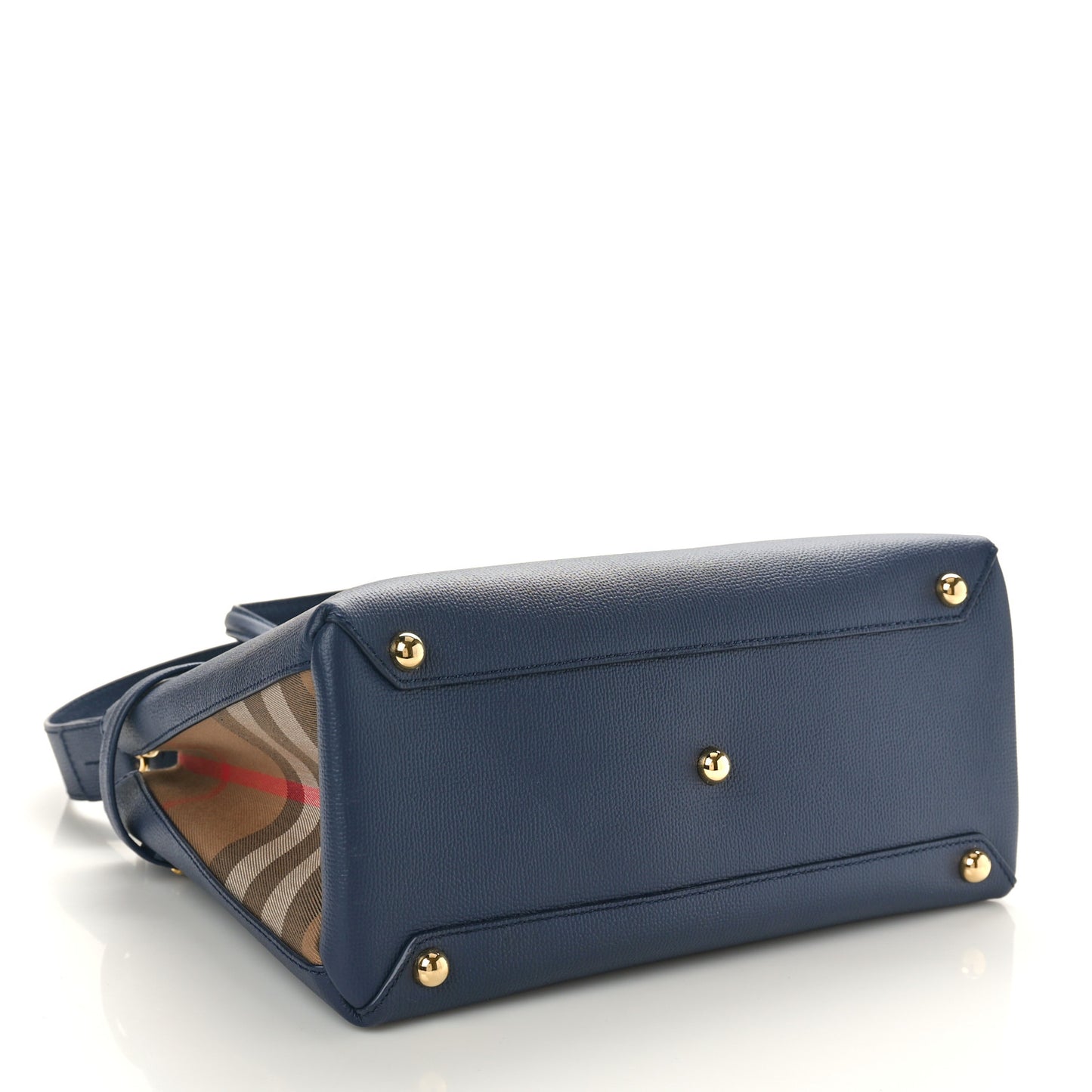 Grainy Calfskin House Check Medium Banner Tote Regency Blue