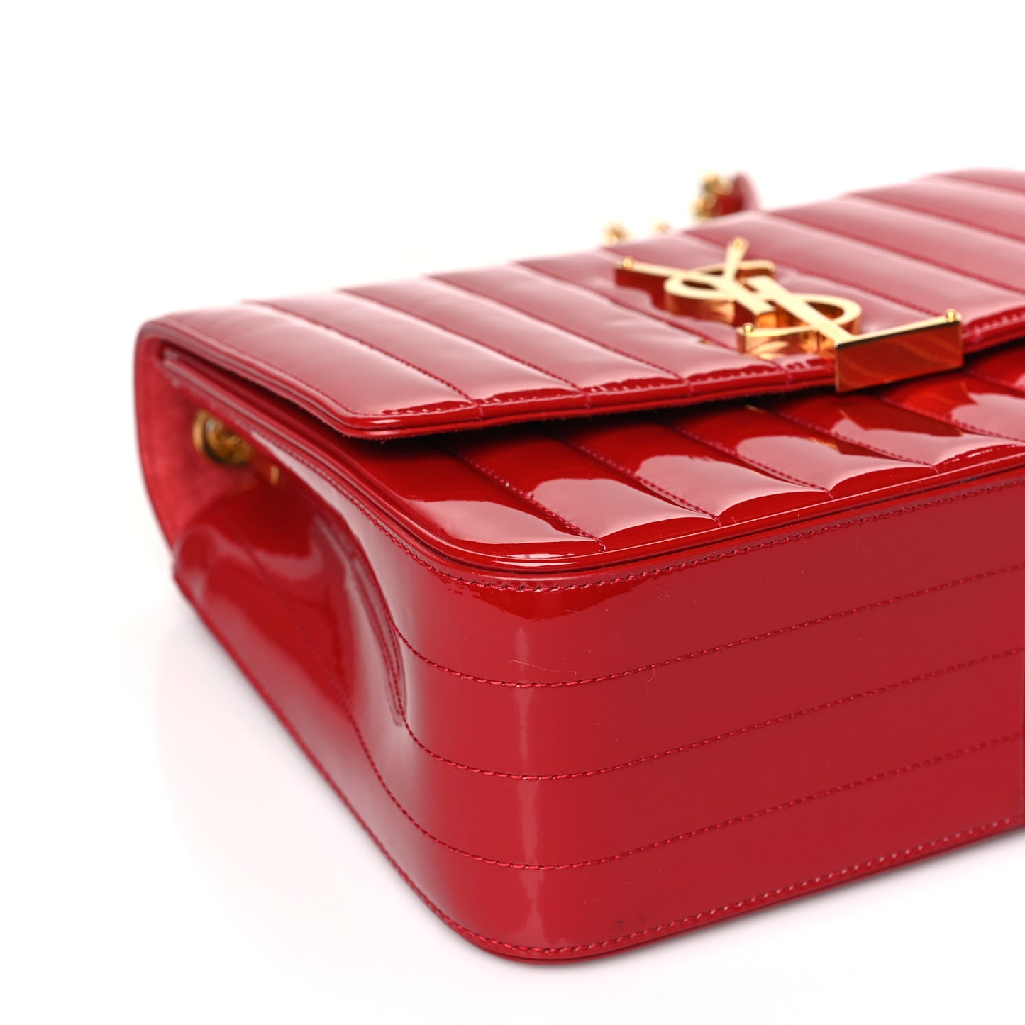 Patent Matelasse Monogram Large Vicky Chain Bag Rouge Eros