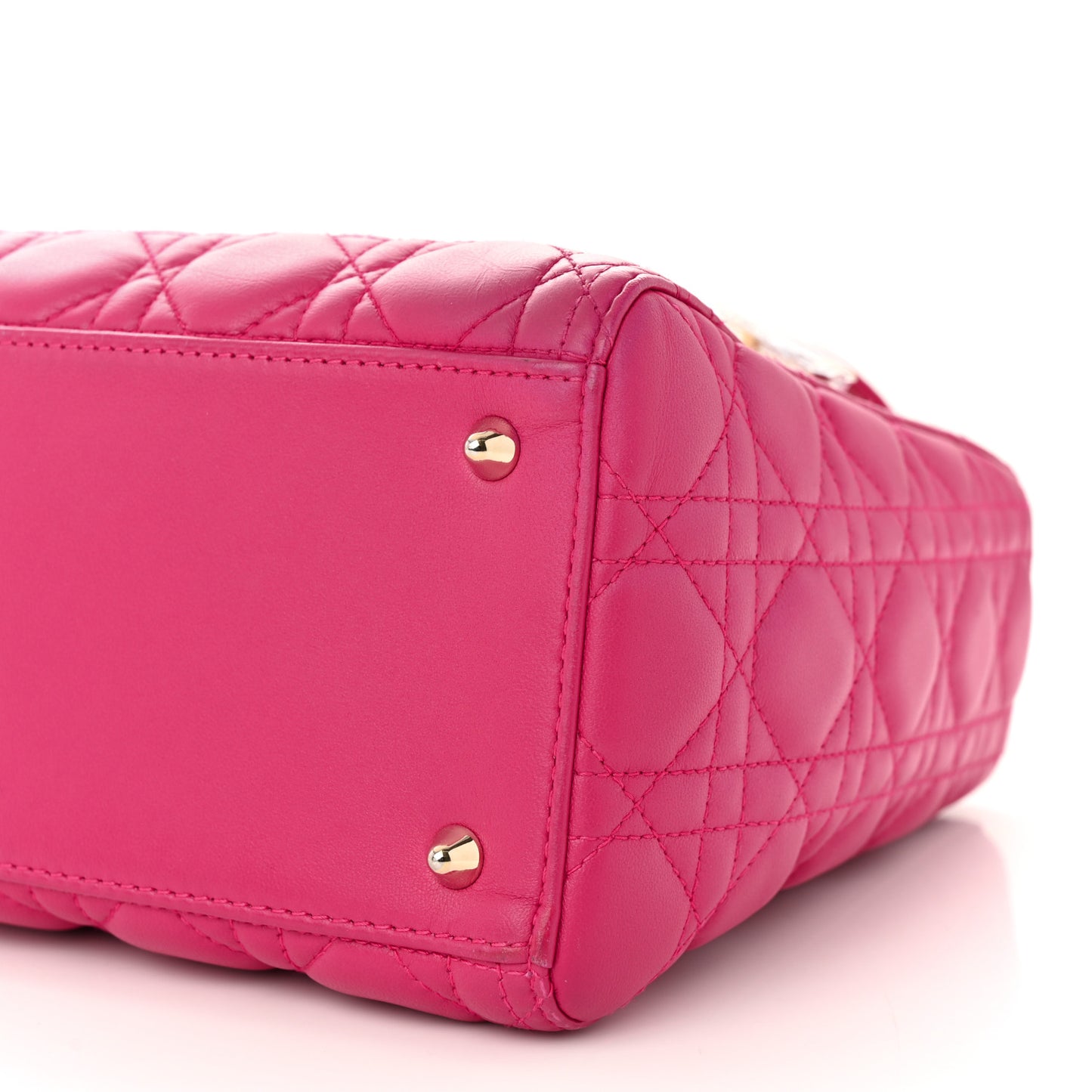Lambskin Cannage Medium Lady Dior Fuchsia