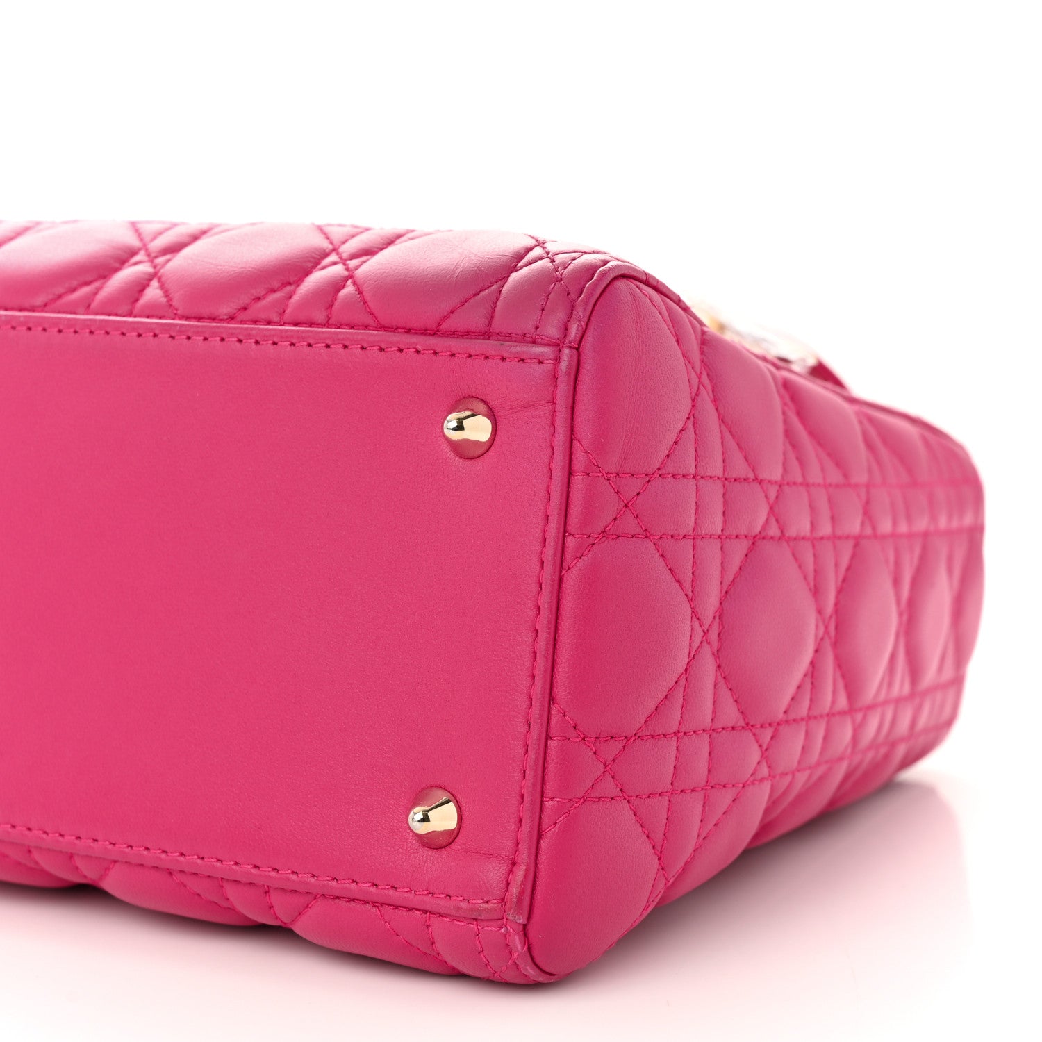 Christian Dior Lambskin Cannage Medium Lady Dior Fuchsia 10 of 11