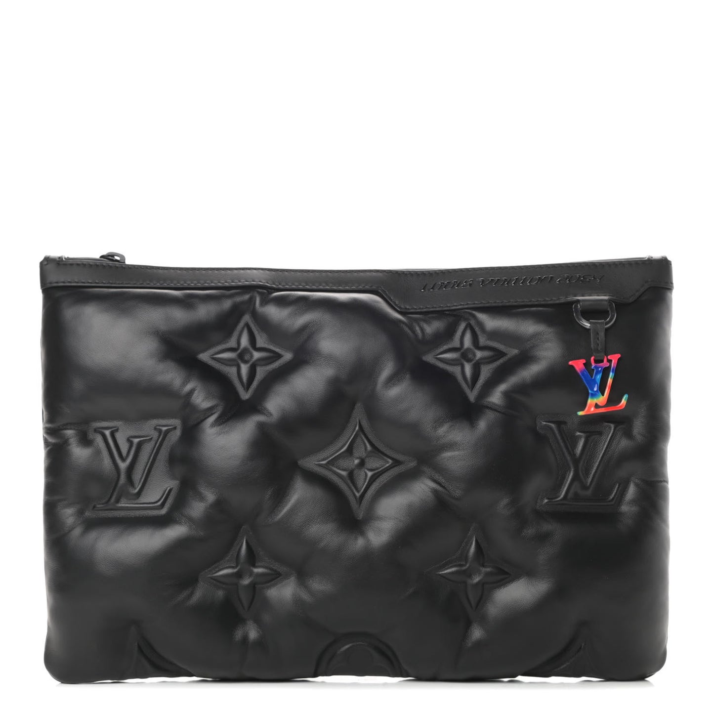 Lambskin Puffer A4 Pouch Black