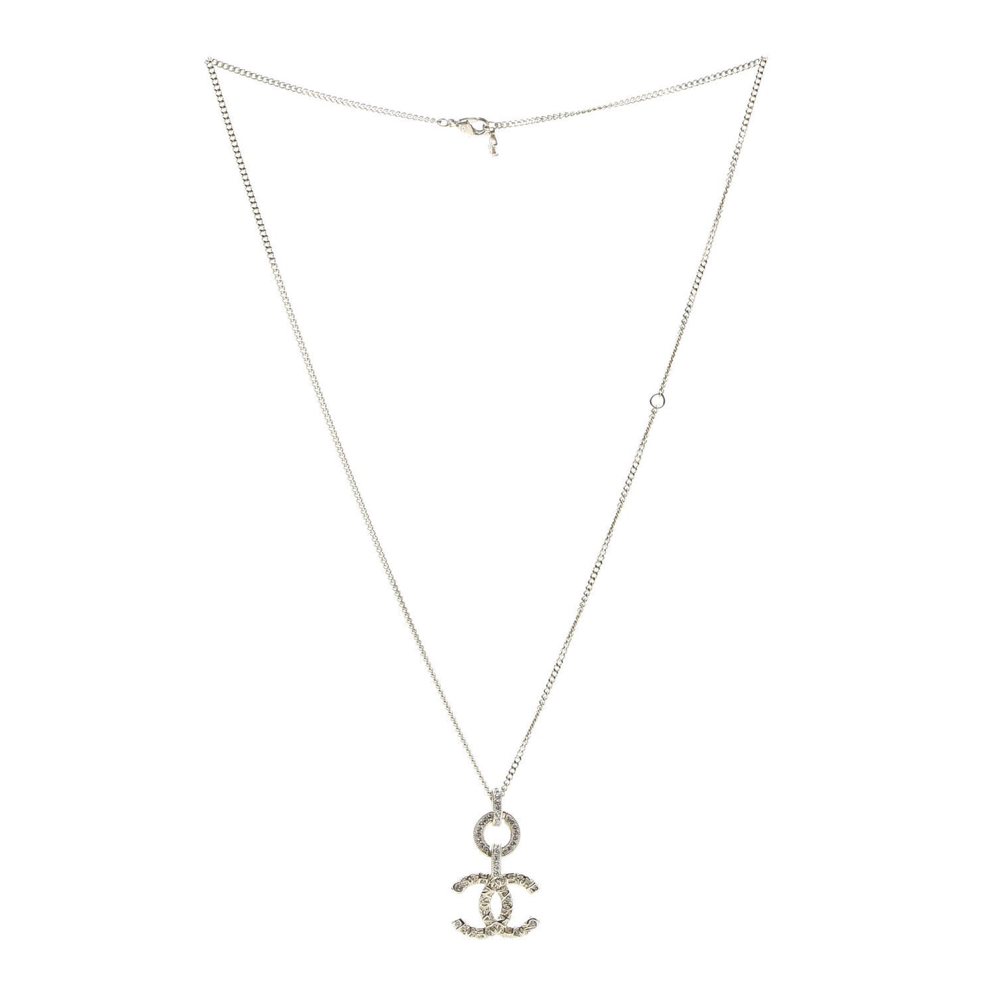 Crystal CC Drop Logo Necklace Gold