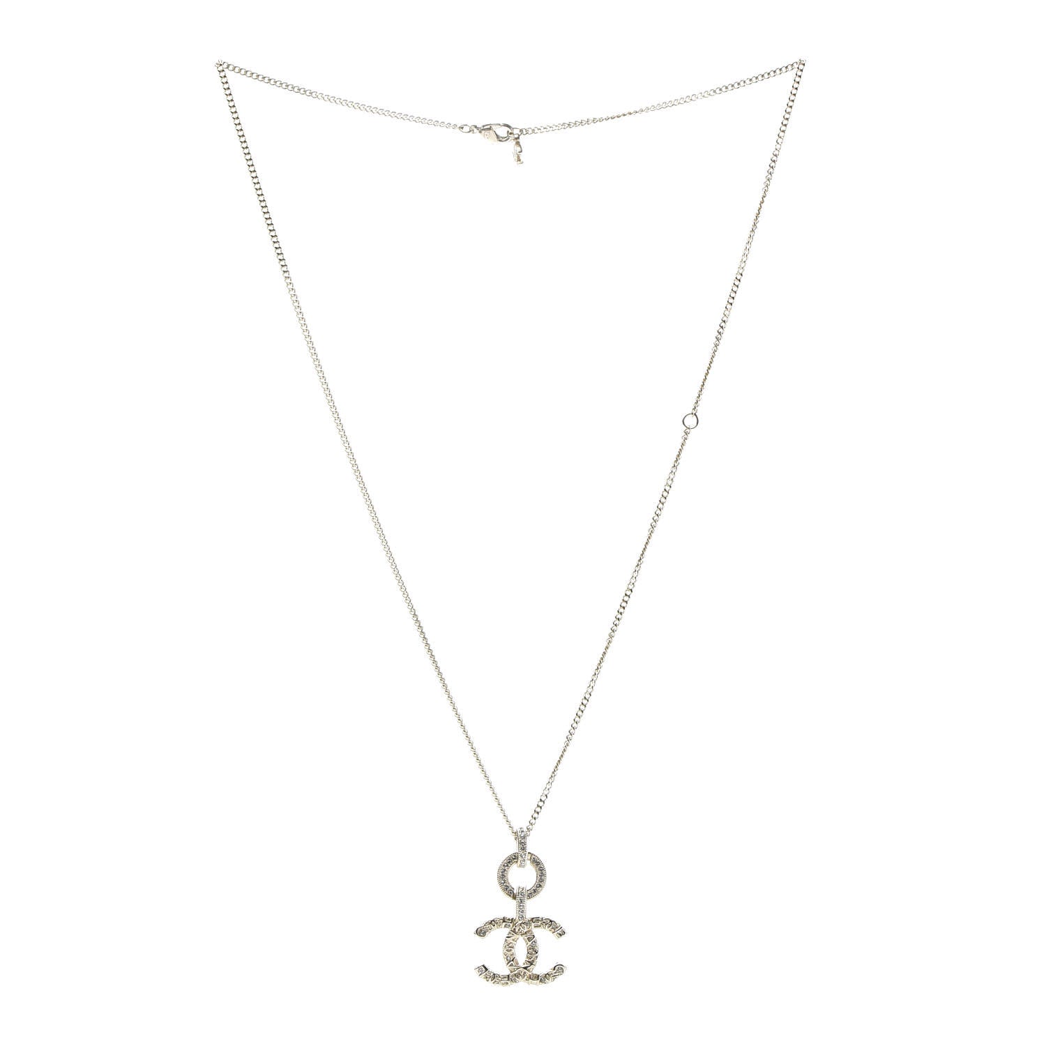 Chanel Crystal CC Drop Logo Necklace Gold 3 of 6
