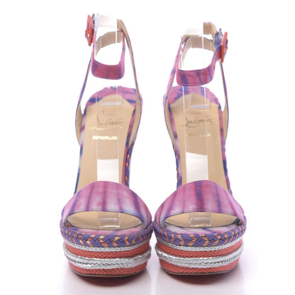 Christian Louboutin Fabric Tie Dye Duplice 120 Wedge Sandals 38 Multicolor 2 of 7