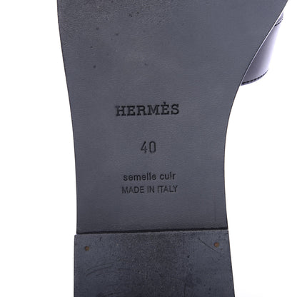Hermes Calfskin Oran Sandals 40 Black 7 of 9