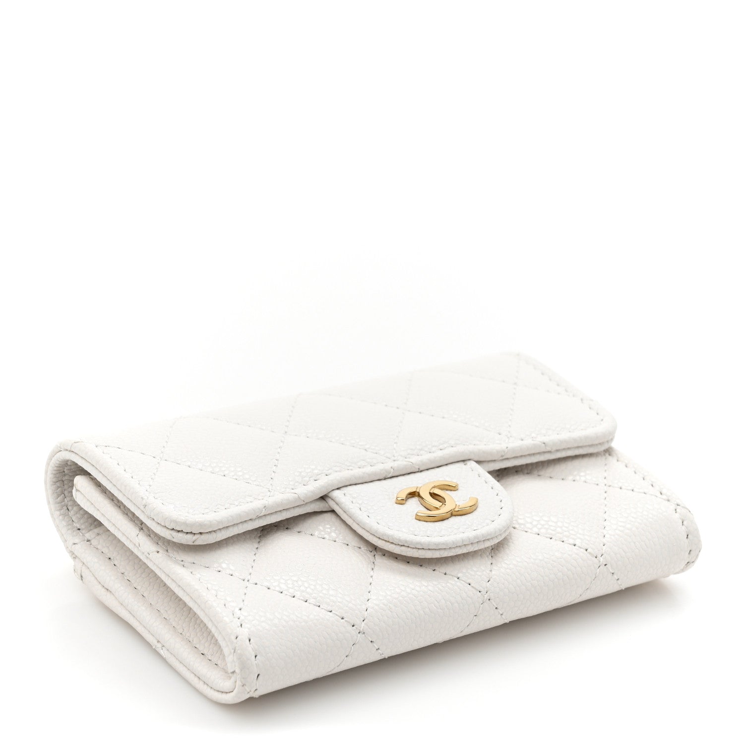 Chanel Caviar Quilted Flap Card Holder Wallet White 4 of 10