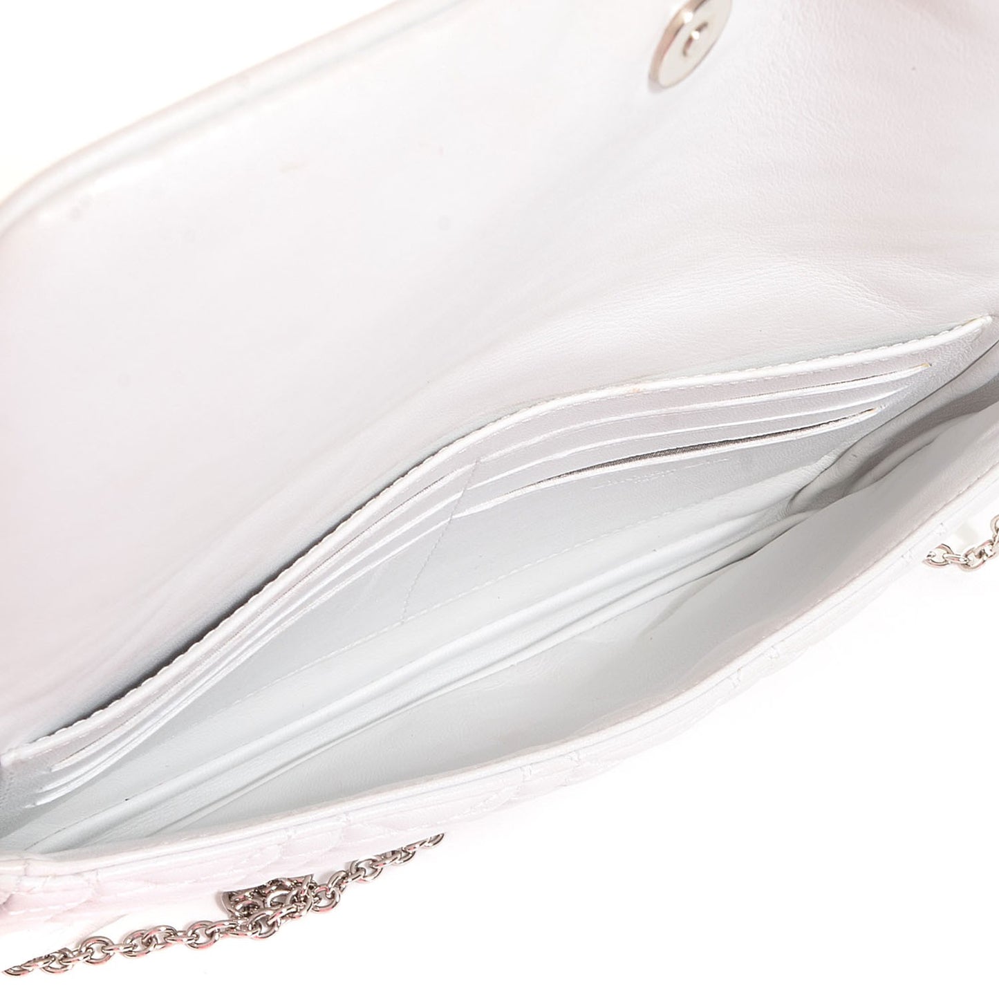 Lambskin Cannage Lady Dior Pochette White