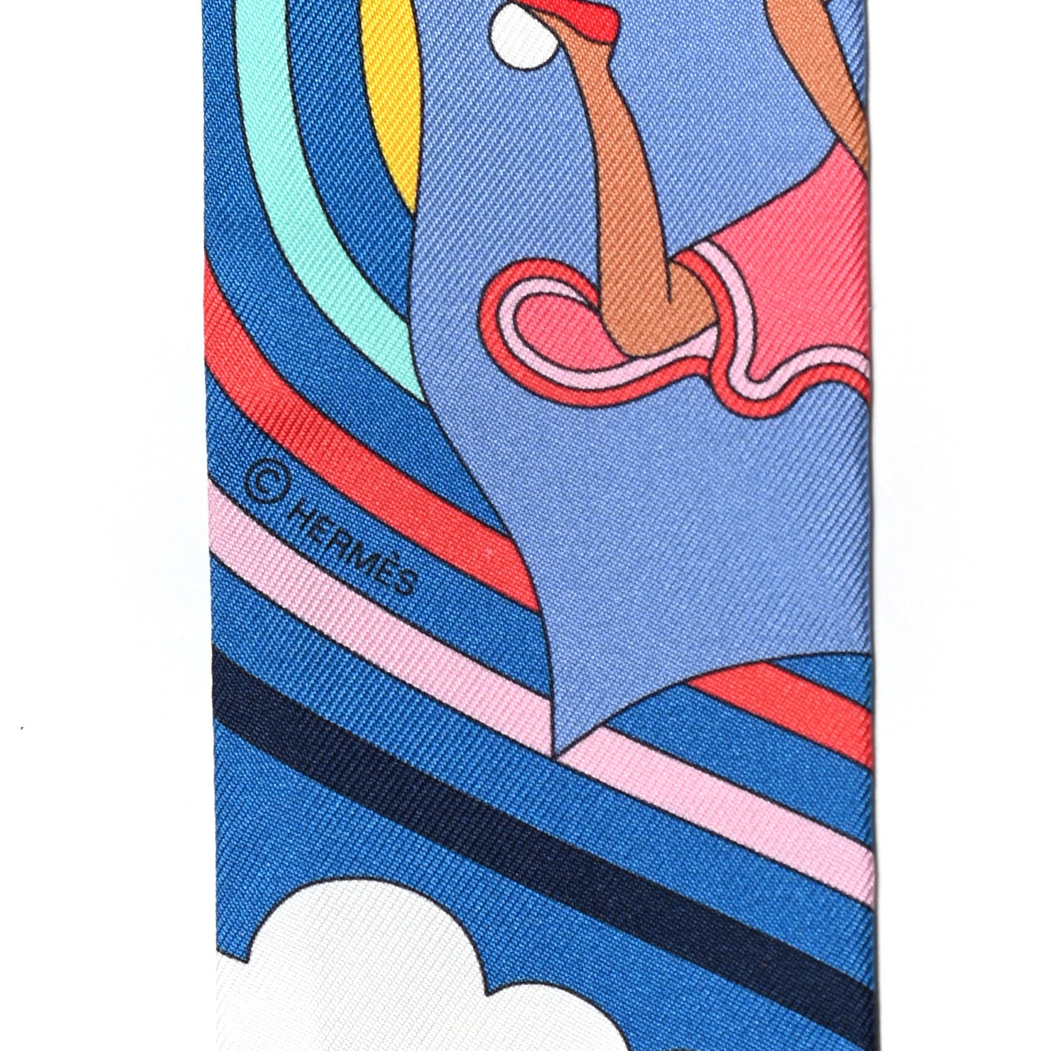 Hermes Silk Carres Volants Twilly Bleu Jaune Vif Multicolor 3 of 4