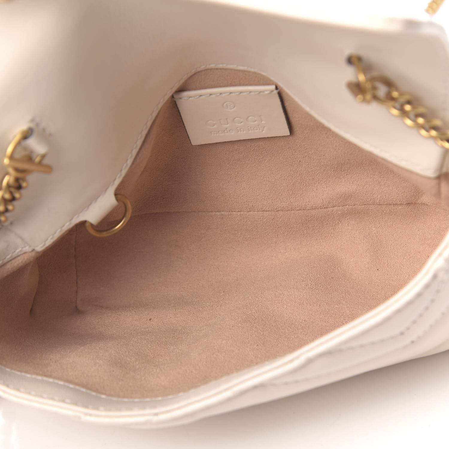 Gucci Calfskin Matelasse Super Mini GG Marmont Shoulder Bag White 5 of 11
