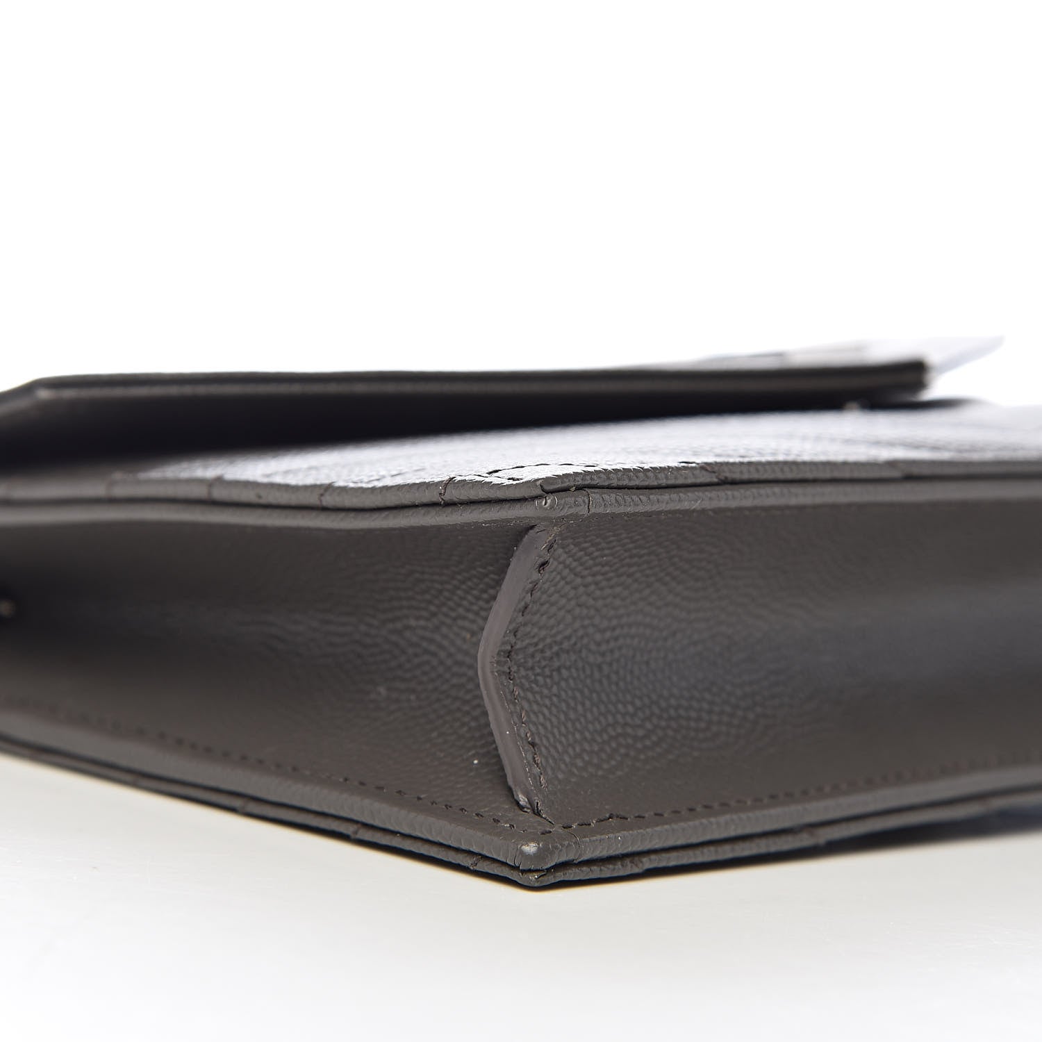 Saint Laurent Grain De Poudre Matelasse Chevron Monogram Envelope Chain Wallet Coal 8 of 10
