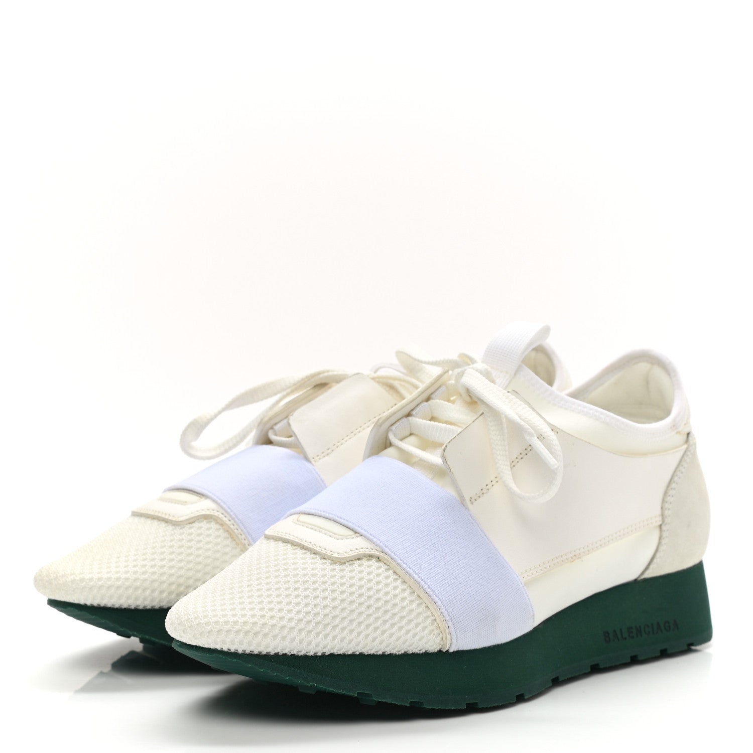 Balenciaga Mesh Calfskin Neoprene Womens Race Runner Sneakers 36 White 3 of 11