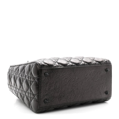 Christian Dior Crinkled Calfskin Cannage Medium Lady Dior Black 4 of 10