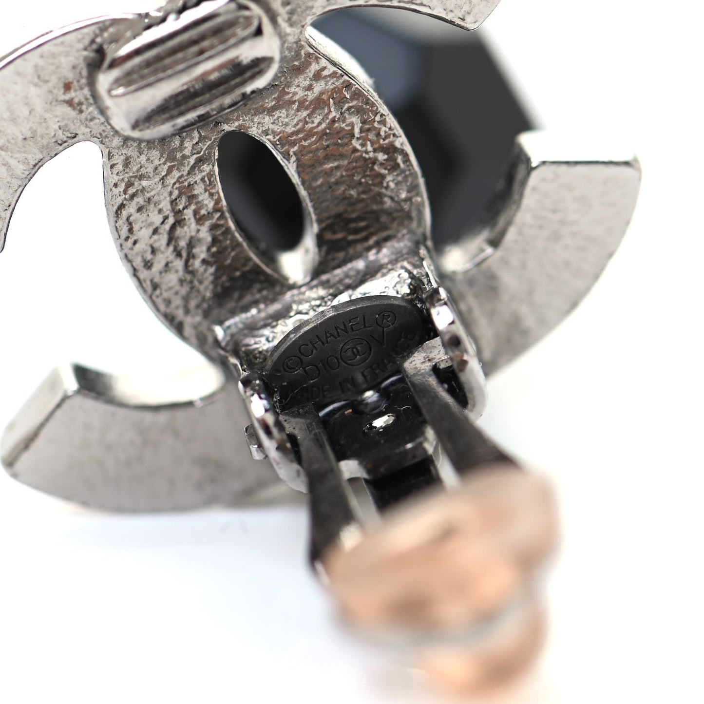 Ruthenium CC Bead Drop Clip On Earrings Black