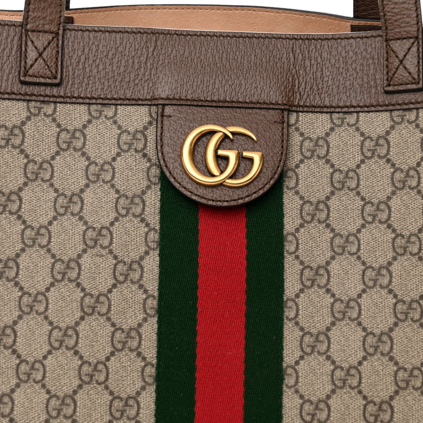 GG Supreme Monogram Web Ophidia Tote Brown