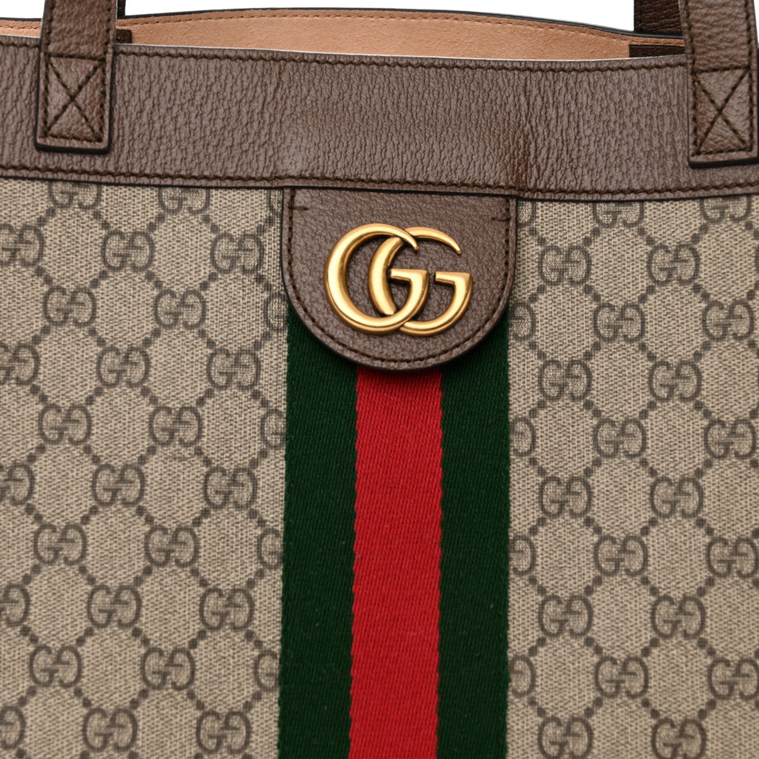 Gucci GG Supreme Monogram Web Ophidia Tote Brown 9 of 11