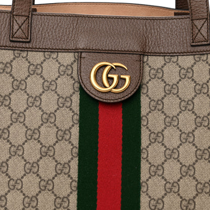 Gucci GG Supreme Monogram Web Ophidia Tote Brown 9 of 11