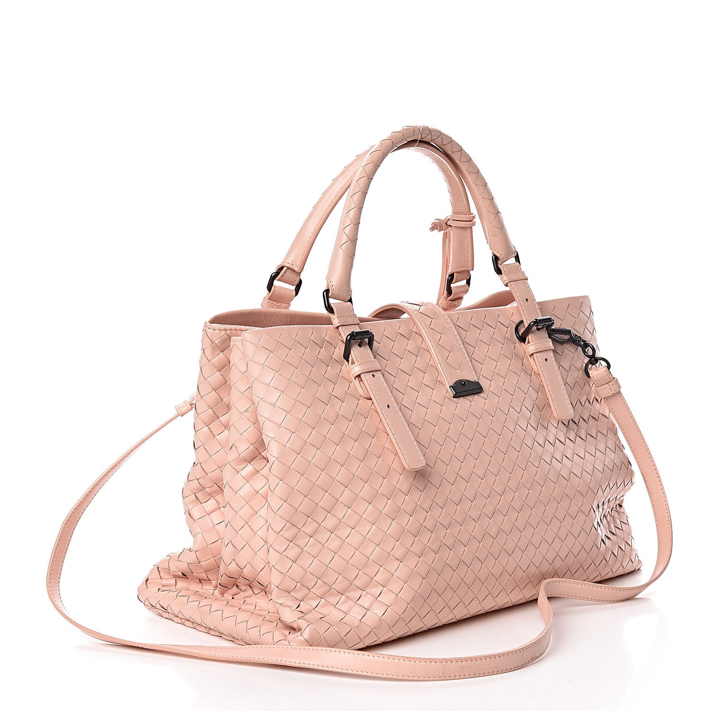 Nappa Intrecciato Medium Roma Tote Flamingo